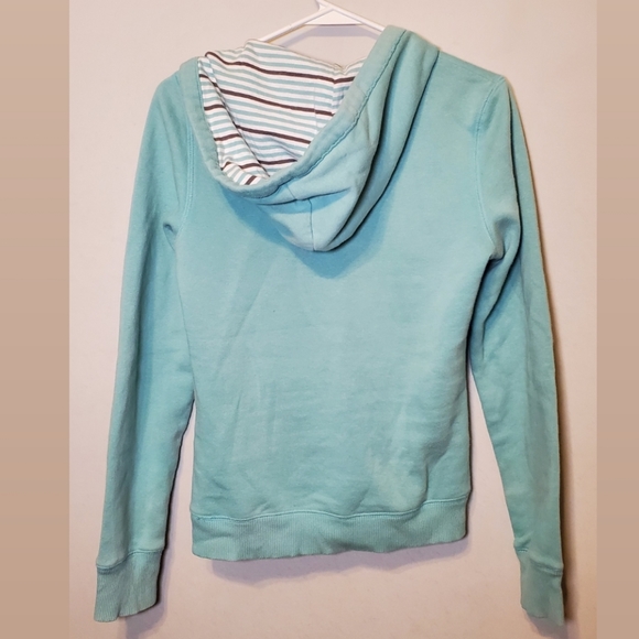 Aeropostale Aqua Blue Gray White V-Neck Sweatshirt Hoodie - Size Medium - Picture 3 of 4